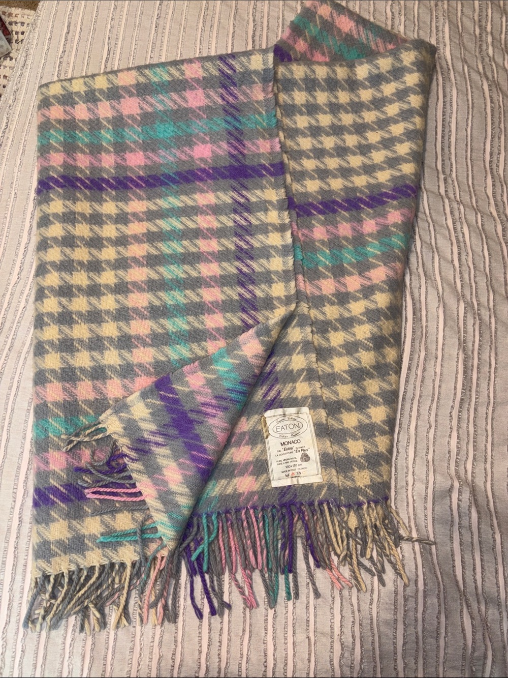 Pristine Vintage Monaco wool blanket Eaton